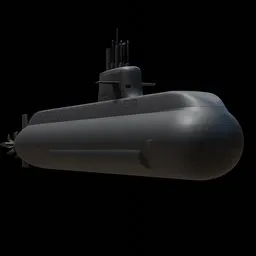 Detailed Blender 3D model of a modern submarine, optimized for naval warfare simulation and design visualization.