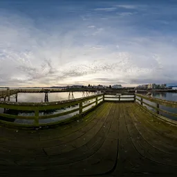 Wooden Quay Cloudy Sunset Sky