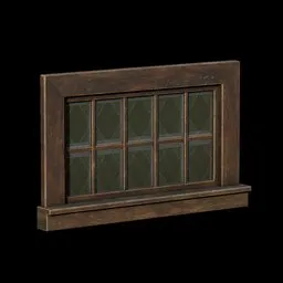 Detailed 3D model of a vintage window frame with pane dividers optimized for Blender.