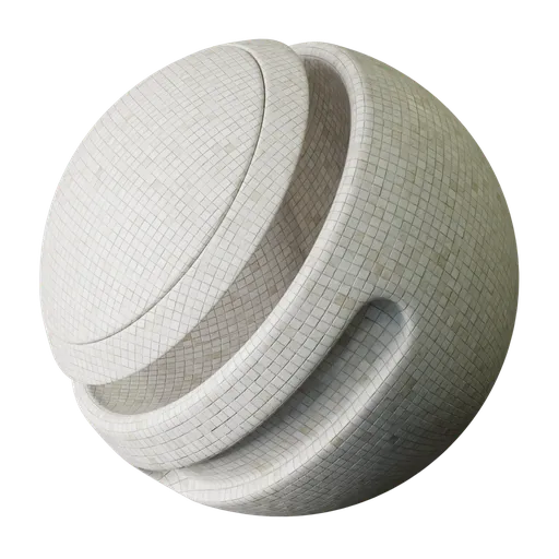 High-resolution PBR white marble mosaic texture for 3D modeling and rendering in Blender and other software.