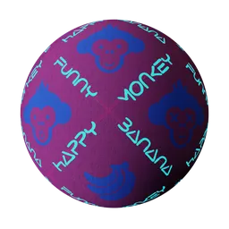 High-quality 2048p PBR fabric material with playful monkey pattern for Blender 3D and other applications.