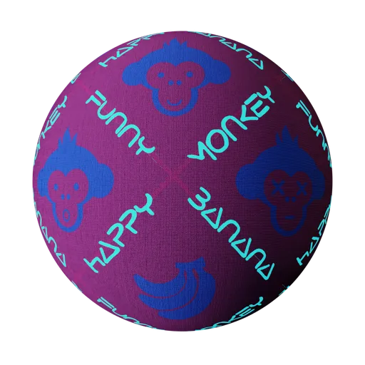 High-quality 2048p PBR fabric material with playful monkey pattern for Blender 3D and other applications.
