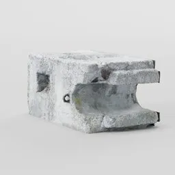 Highly detailed scanned 3D model of an aged concrete block with metallic elements, ideal for urban Blender scenes.