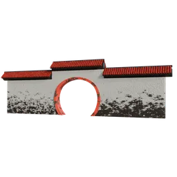 Detailed Blender 3D model of an Asian-inspired archway with circular entrance and textured surfaces.