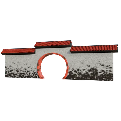 Detailed Blender 3D model of an Asian-inspired archway with circular entrance and textured surfaces.