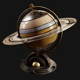 1930s Art-Deco Planet Saturn Globe