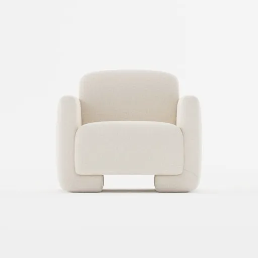 Detailed 3D model of modern beige armchair, compatible with Blender rendering.