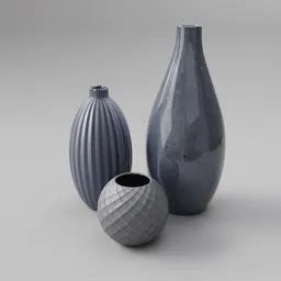 Dark Blue Ceramic Vases Set