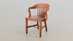 Detailed 3D wooden chair model with updated textures, compatible with Blender rendering.