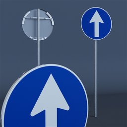 "3D model of a straight road sign with a honeycomb texture for reflection, rendered in realistic cinema 4D. Perfect for Blender 3D, this stock photo showcases interconnections through traffic signs, glass obelisks, and a flat metal antenna design. Enhance your search engine optimization for Google image search with this high-quality BlenderKit communication model."