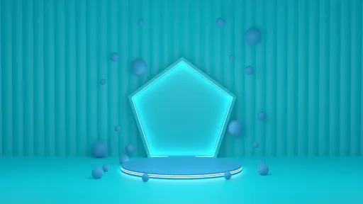 Teal 3D interior scene with abstract shapes and dynamic lighting for creative uses in Blender.
