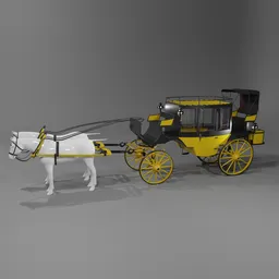 Detailed 3D Blender model of a Rausch Glaslandauer carriage with harness and intricate design details.