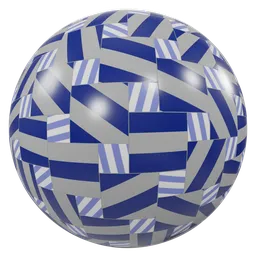 High-quality PBR blue and white striped tile material for 3D modeling in Blender with a realistic 4k texture.