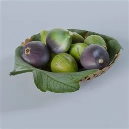 Wooden basket with figs