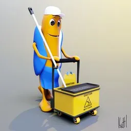 Snack Character - The cleaner and his cart