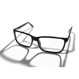 Realistic black plastic eyeglasses 3D model, suitable for Blender rendering and accessories visualization.