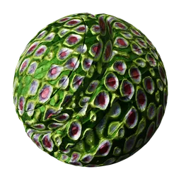 Realistic green alien skin texture with scales and organic patterns, optimized for PBR rendering in Blender 3D applications.