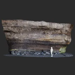 Highly detailed Blender 3D model of a textured rocky cliff section with ocean debris from Vancouver Island.