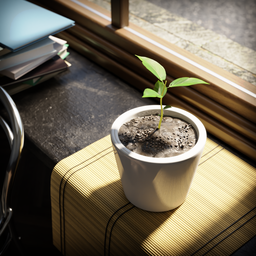 "Realistic Indoor Nature 3D Model - Small Plant in Pot created with Geometry Nodes using Blender 3D software. Inspired by Japanese artists Kaigetsudō Ando and Eizō Katō, with exceptional photo-realism and rendered with Octane Render engine. Perfect for indoor nature scenes in your 3D projects."