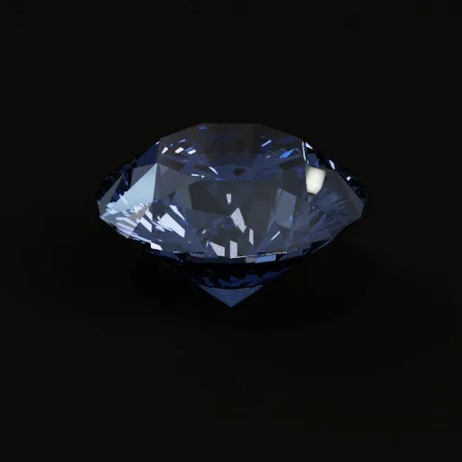 Detailed blue 3D model diamond showcasing brilliant cut, perfect for Blender 3D rendering and art projects.