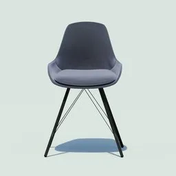 3D rendered pale blue modern dining chair with sleek metal legs, designed for Blender modeling and animation.
