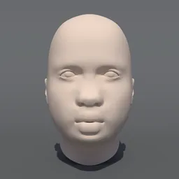 African Kid Head Base Mesh