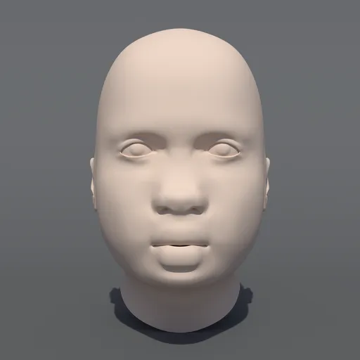 African Kid Head Base Mesh