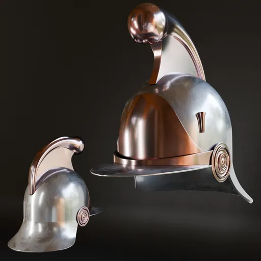 Detailed 3D model of a vintage military helmet with high-quality metal textures, suitable for Blender projects.