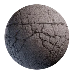 High-resolution PBR material of cracked concrete texture for 3D modeling in Blender and other graphic software.