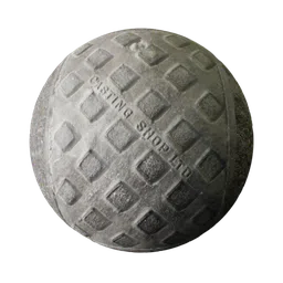 High-resolution PBR manhole cover texture with seamless pebble ground for 3D rendering in Blender.