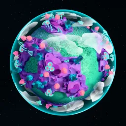 Fantastic Stylized Cartoon Exoplanet