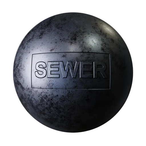 High-resolution PBR manhole cover texture with realistic metal finish for 3D modeling in Blender and other software.