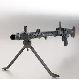 Highly detailed MG 34 3D model, perfect for historic military visualizations, compatible with Blender rendering.