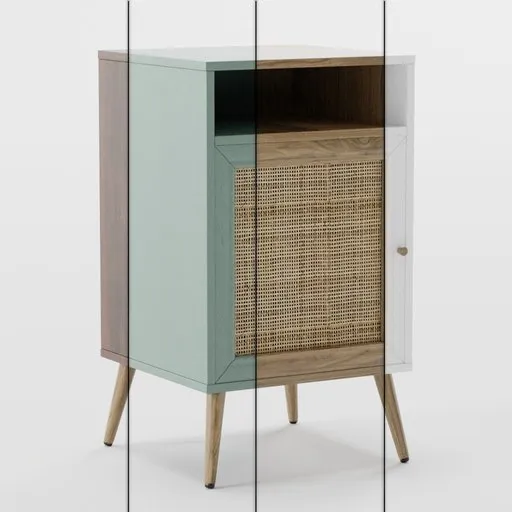 Wood and rattan side table