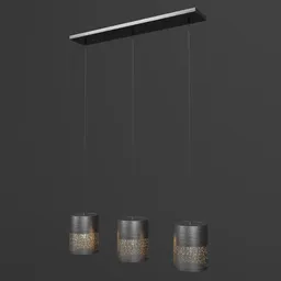 Elegant triple metal pendant lighting 3D model for modern interiors, compatible with Blender rendering.