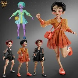 Versatile Stylized Girl 3D Character
