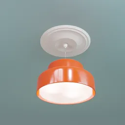 "Mid-Century Modern ceiling fixture in retro 50's style, modeled in Blender 3D. Features a metal lid and simple, round-cropped design, inspired by the work of Stanislav Vovchuk. Perfect for adding a touch of vintage charm to any interior space."