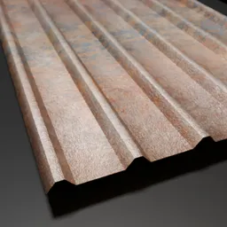 3D corrugated roofing sheet model with realistic rusty texture, ideal for Blender exterior simulations.