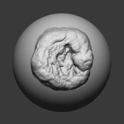 3D sculpting brush for creating detailed wound and vein textures in character modeling