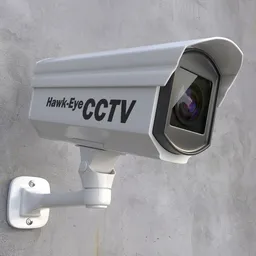 Highly-detailed 3D model of an outdoor surveillance camera with articulation for Blender rendering.