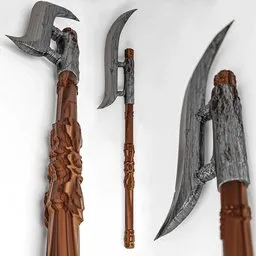 "Highly detailed medieval spear made with Blender 3D software. Featuring a realistic physical rendering and engraved texture, this historic military weapon is inspired by John Henry Kingsley and perfect for stylized STL fantasy miniatures. A must-have for any warhammer chaos enthusiast."