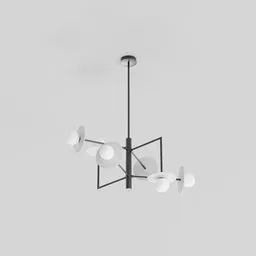 Modern geometric ceiling light 3D render compatible with Blender, featuring multiple bulbs and sleek design.