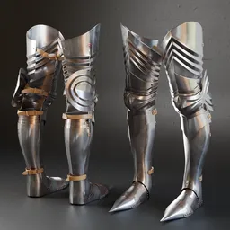 Detailed 3D model of historic military footwear with straps and high-quality metal texture, ready for Blender.