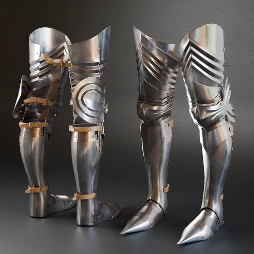 Detailed 3D model of historic military footwear with straps and high-quality metal texture, ready for Blender.