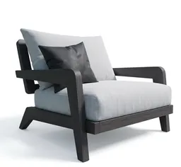 High-quality 3D model of a modern lounge chair compatible with Blender and various formats, showcasing multiple angles.