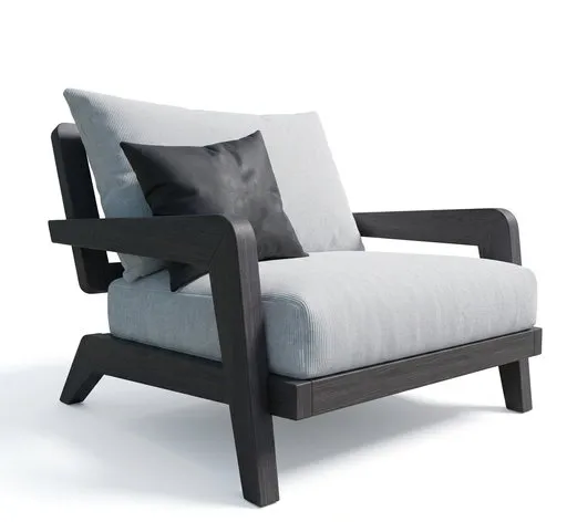 High-quality 3D model of a modern lounge chair compatible with Blender and various formats, showcasing multiple angles.