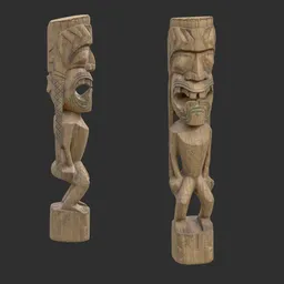 Tiki God Spiral Gaze Statue Moss Wood