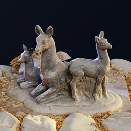 Statue of a roe deer and foals