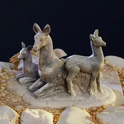 "Photogrammetry Sculpture of Roe Deer and Foals in Bishkek Park - 3D Model Textured in 8k for Blender 3D Software."