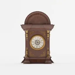 Highly detailed 3D rendering of a vintage clock with ornate gold trim, compatible with Blender for design archiving.